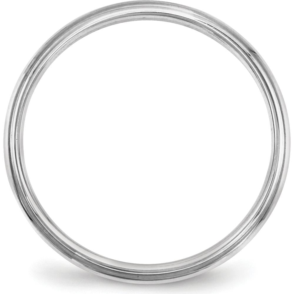 14K White Gold 2.5mm Half Round Wedding Band with Ridged Edge - Size 5 by Luciano & Cie
