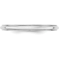 14K White Gold 2.5mm Half Round Wedding Band with Ridged Edge - Size 5 by Luciano & Cie