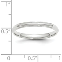 14K White Gold 2.5mm Half Round Wedding Band with Ridged Edge - Size 5 by Luciano & Cie