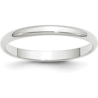 14K White Gold 2.5mm Lightweight Half Round Wedding Band - Size 11 by Luciano & Cie