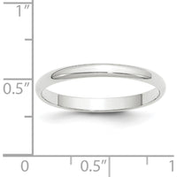 14K White Gold 2.5mm Lightweight Half Round Wedding Band - Size 11 by Luciano & Cie