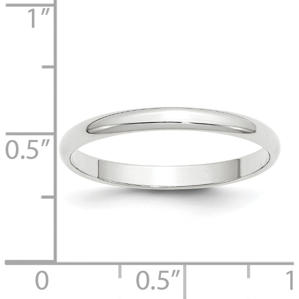 14K White Gold 2.5mm Lightweight Half Round Wedding Band - Size 11 by Luciano & Cie
