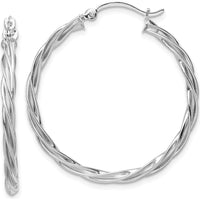 14K White Gold 2.5mm Polished Twisted Hoop Earrings by 0
