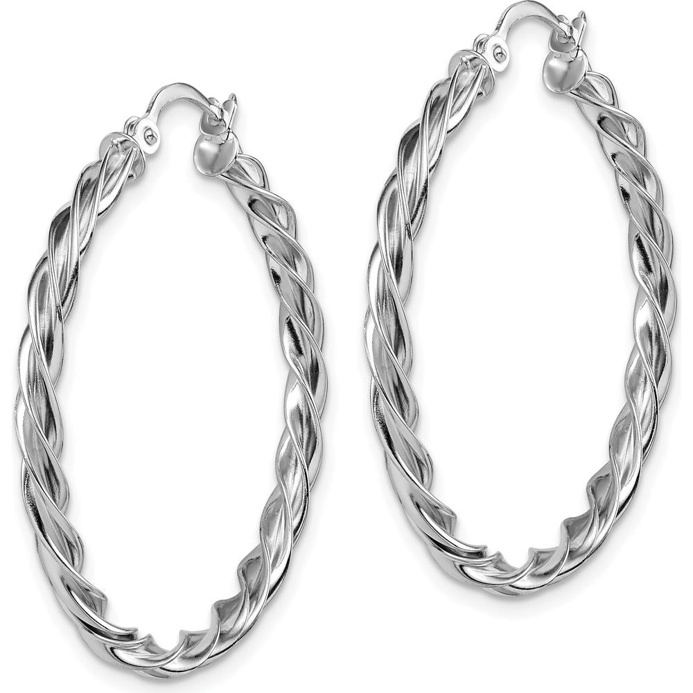 14K White Gold 2.5mm Polished Twisted Hoop Earrings by 0