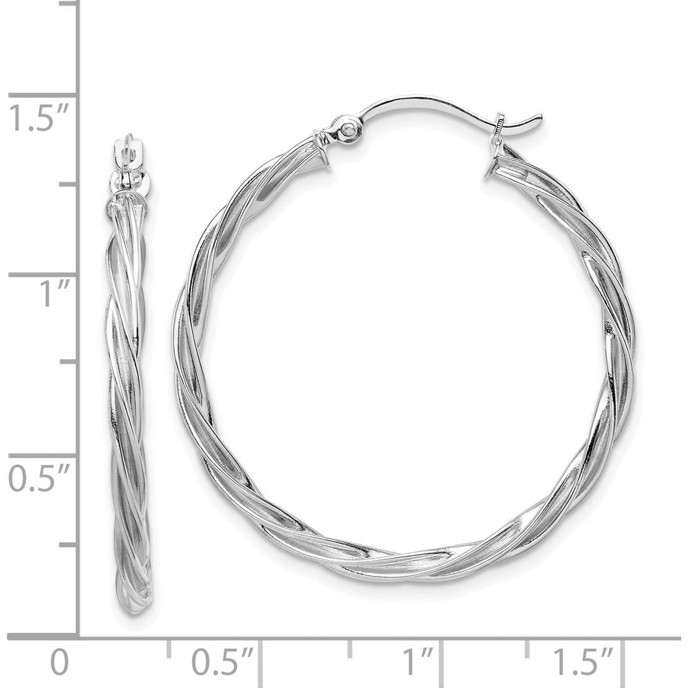 14K White Gold 2.5mm Polished Twisted Hoop Earrings by 0