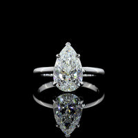 14K White Gold 2.63 Carat Pear Shaped Lab Diamond Solitaire Ring - E VVS2 Clarity with IGI Certification - Covaloro Fine Jewelry