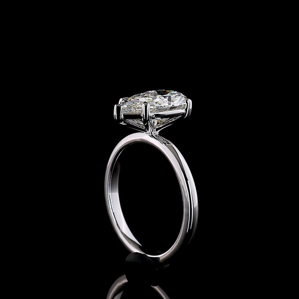 14K White Gold 2.63 Carat Pear Shaped Lab Diamond Solitaire Ring - E VVS2 Clarity with IGI Certification - Covaloro Fine Jewelry