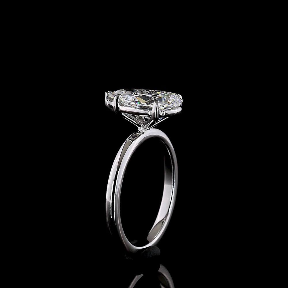 14K White Gold 2.63 Carat Pear Shaped Lab Diamond Solitaire Ring - E VVS2 Clarity with IGI Certification - Covaloro Fine Jewelry