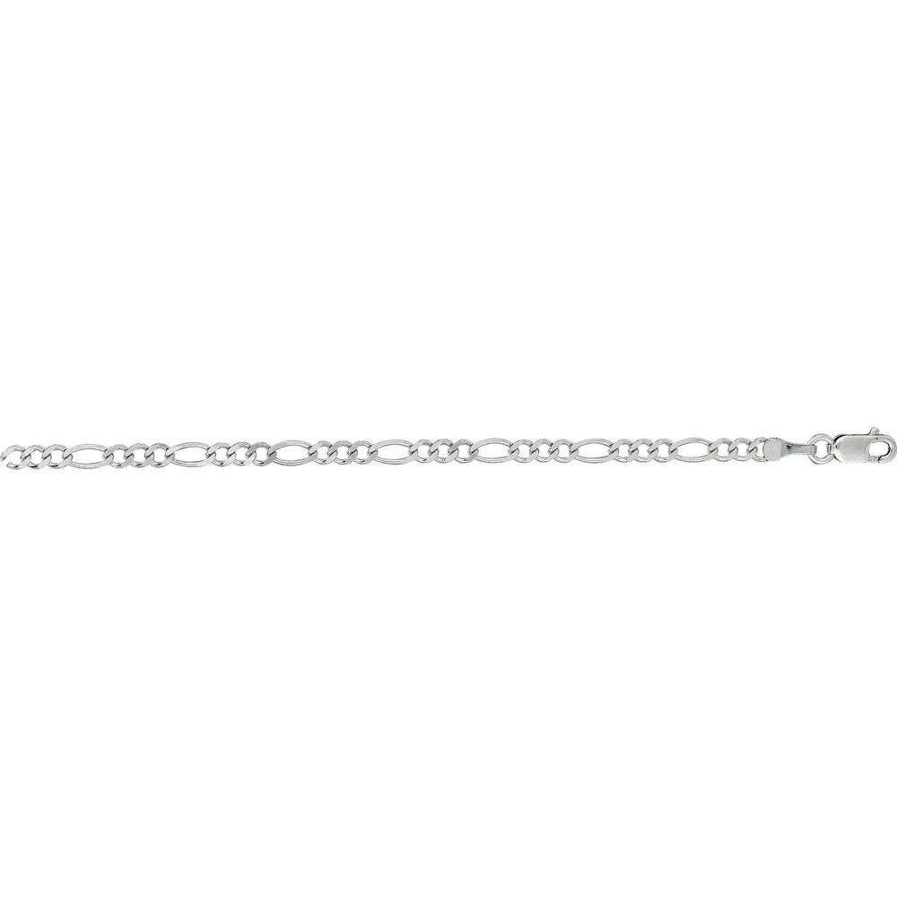 14K White Gold 2.6mm Figaro Chain Bracelet - 7" by Orozza Fine Jewelry