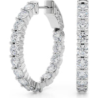 14K White Gold 2.7 Carat Total Weight Lab Diamond Two-Prong Round Hoop Earrings by Robinson's Jewelers