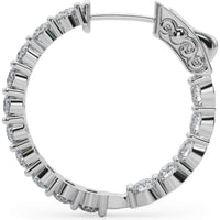 14K White Gold 2.7 Carat Total Weight Lab Diamond Two-Prong Round Hoop Earrings by Robinson's Jewelers