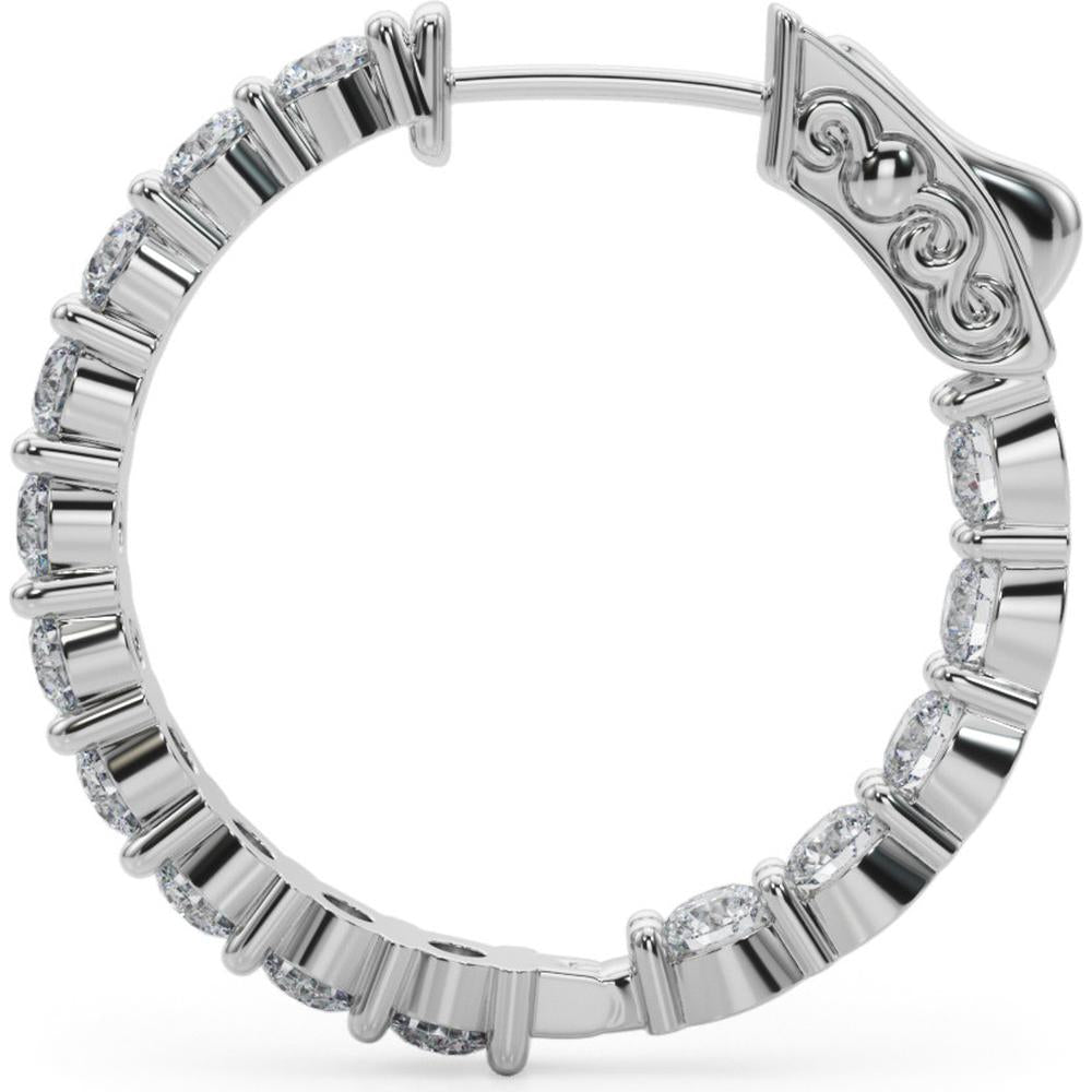 14K White Gold 2.7 Carat Total Weight Lab Diamond Two-Prong Round Hoop Earrings by Robinson's Jewelers