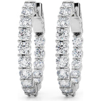 14K White Gold 2.7 Carat Total Weight Lab Diamond Two-Prong Round Hoop Earrings by Robinson's Jewelers