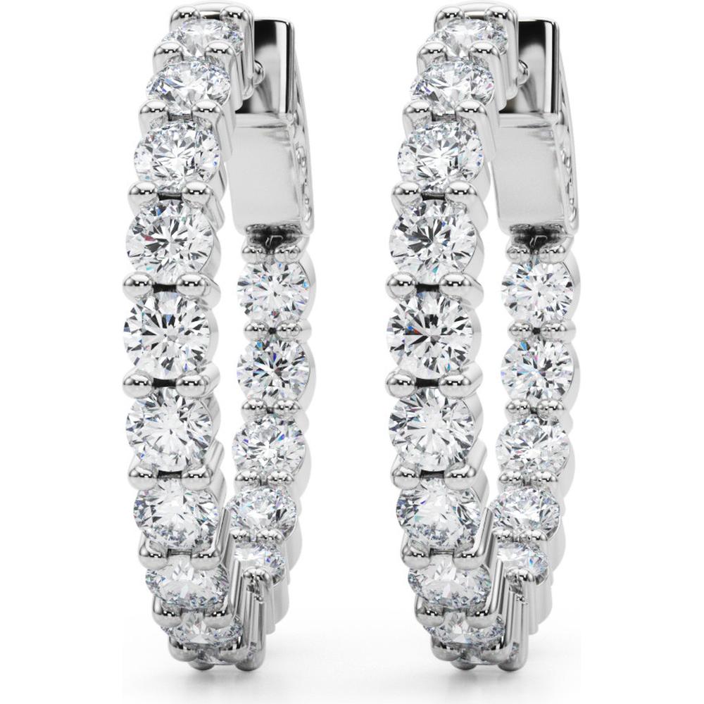 14K White Gold 2.7 Carat Total Weight Lab Diamond Two-Prong Round Hoop Earrings by Robinson's Jewelers