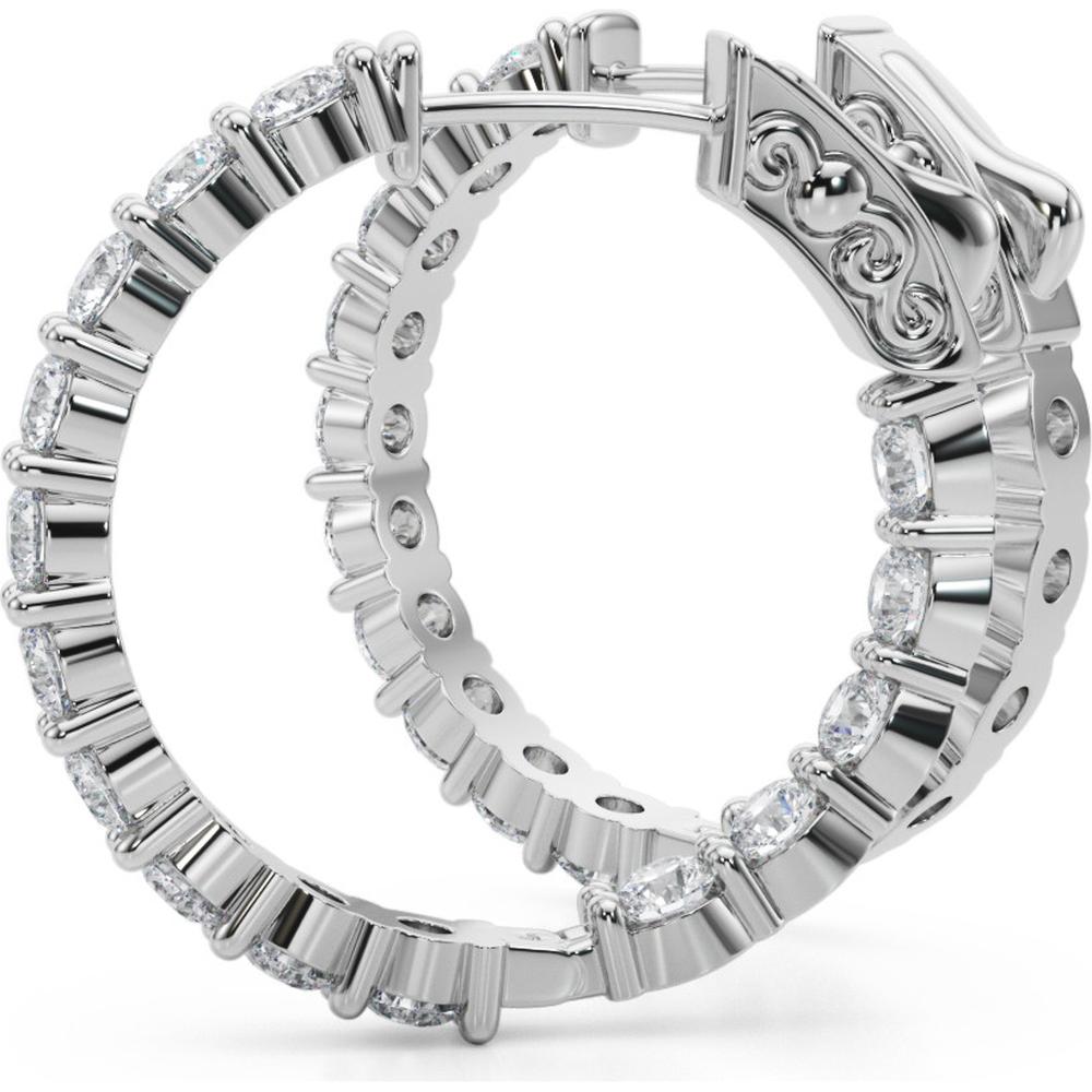 14K White Gold 2.7 Carat Total Weight Lab Diamond Two-Prong Round Hoop Earrings by Robinson's Jewelers