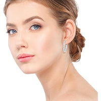 14K White Gold 2.7 Carat Total Weight Lab Diamond Two-Prong Round Hoop Earrings by Robinson's Jewelers