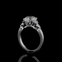 14K White Gold 2.75 Carat Round Brilliant Lab Diamond Ring with Marquise and Round Side Stones - E Color VS1 Clarity - Covaloro Fine Jewelry