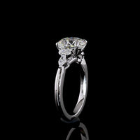 14K White Gold 2.75 Carat Round Brilliant Lab Diamond Ring with Marquise and Round Side Stones - E Color VS1 Clarity - Covaloro Fine Jewelry