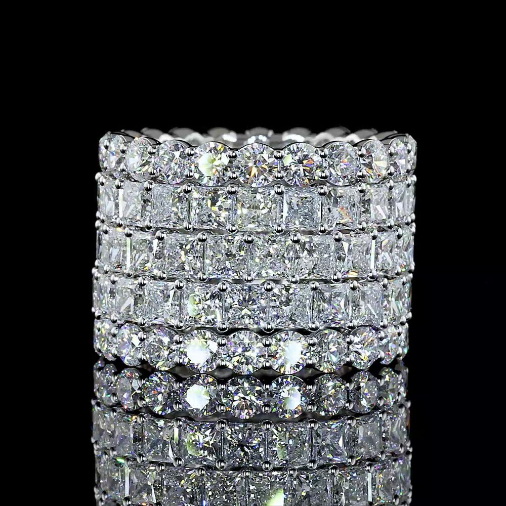 14K White Gold 2.89 Carat Princess Cut Lab Diamond Eternity Band with Prong Setting - 22 Stones, E-F Color, VS1 Clarity - Covaloro Fine Jewelry