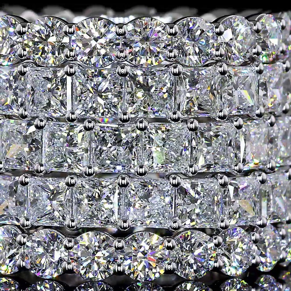 14K White Gold 2.89 Carat Princess Cut Lab Diamond Eternity Band with Prong Setting - 22 Stones, E-F Color, VS1 Clarity - Covaloro Fine Jewelry