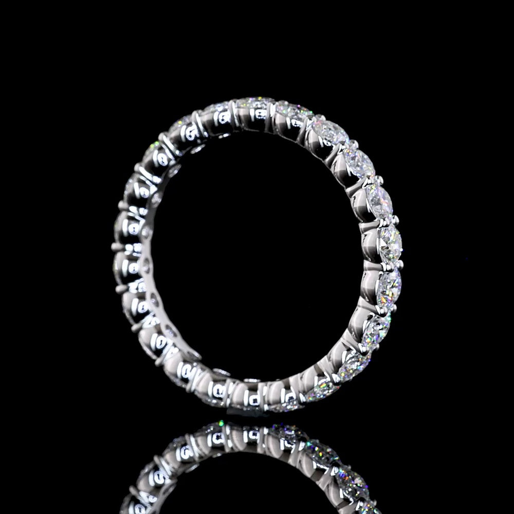14K White Gold 2.89 Carat Princess Cut Lab Diamond Eternity Band with Prong Setting - 22 Stones, E-F Color, VS1 Clarity - Covaloro Fine Jewelry