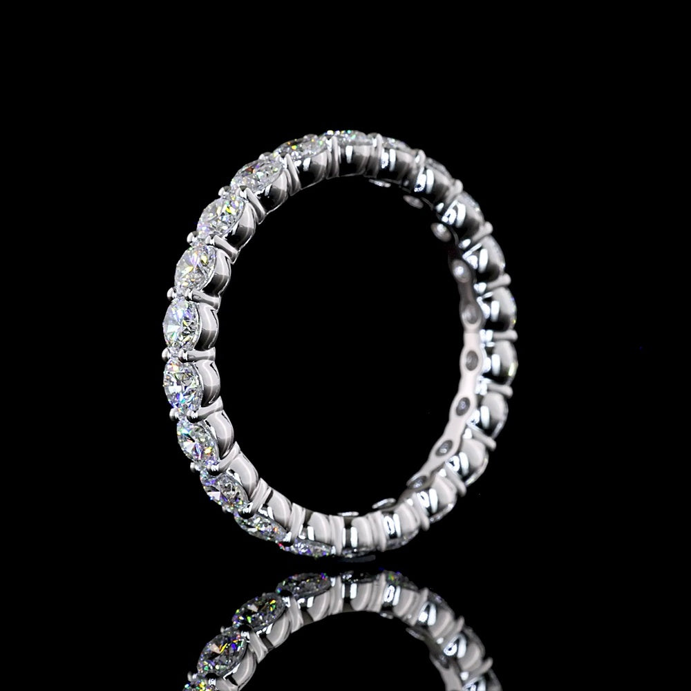 14K White Gold 2.89 Carat Princess Cut Lab Diamond Eternity Band with Prong Setting - 22 Stones, E-F Color, VS1 Clarity - Covaloro Fine Jewelry