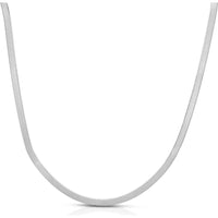 14K White Gold 2.8mm Imperial Herringbone Chain Necklace - 18" Polished by Orozza Fine Jewelry