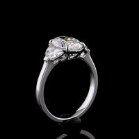 14K White Gold 2.96 Carat Three Stone Ring with Oval and Half-Moon Lab Diamonds E-F VS1 - Covaloro Fine Jewelry