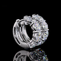 14K White Gold 2.98 Carats Total Weight Round Brilliant Cut Lab Diamond Huggie Earrings - E-F Color VS1 Clarity - Covaloro Fine Jewelry