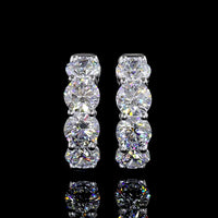 14K White Gold 2.98 Carats Total Weight Round Brilliant Cut Lab Diamond Huggie Earrings - E-F Color VS1 Clarity - Covaloro Fine Jewelry