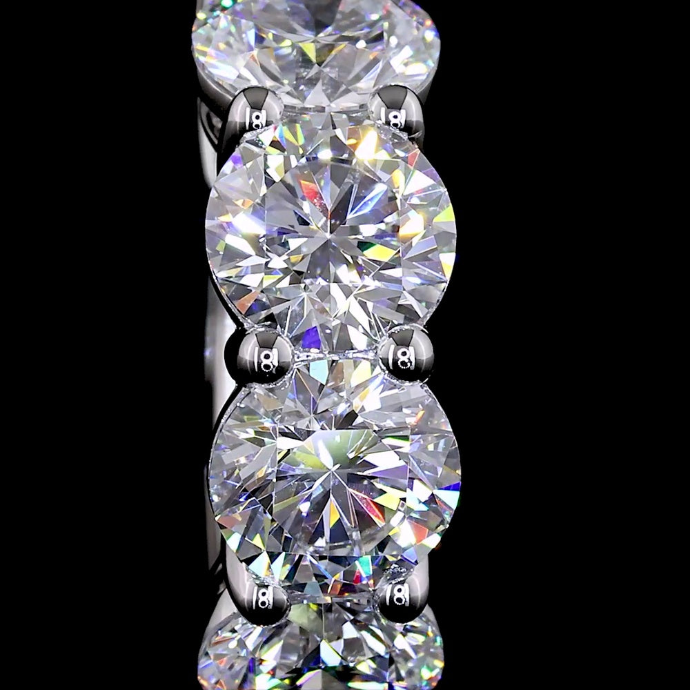 14K White Gold 2.98 Carats Total Weight Round Brilliant Cut Lab Diamond Huggie Earrings - E-F Color VS1 Clarity - Covaloro Fine Jewelry