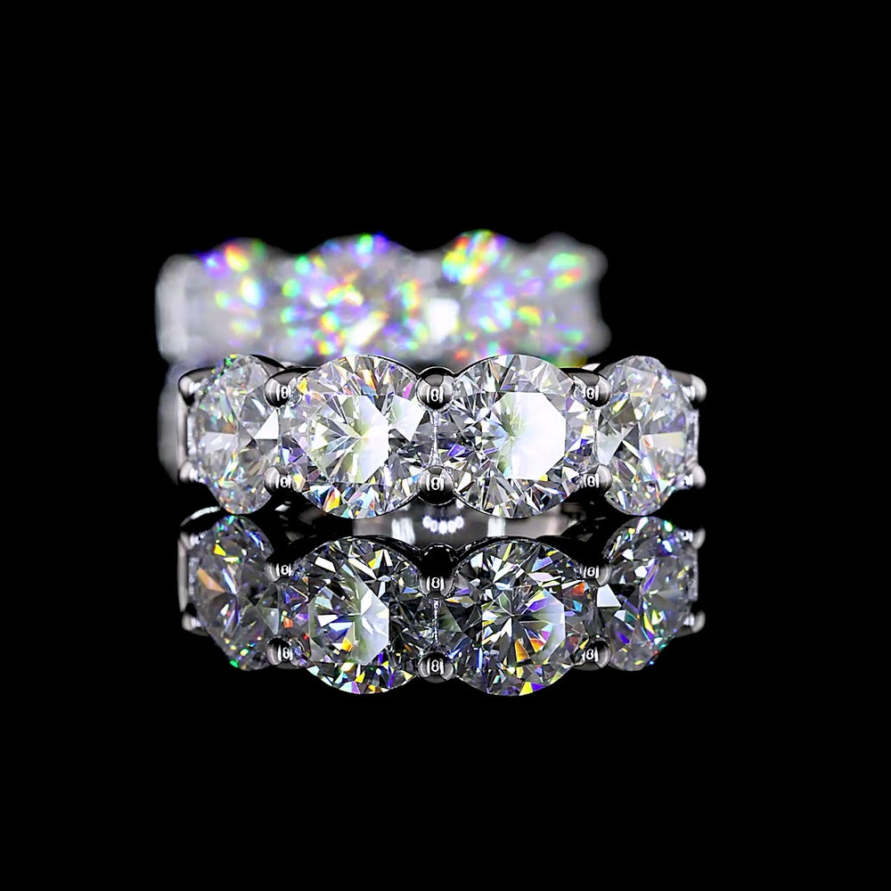 14K White Gold 2.98 Carats Total Weight Round Brilliant Cut Lab Diamond Huggie Earrings - E-F Color VS1 Clarity - Covaloro Fine Jewelry