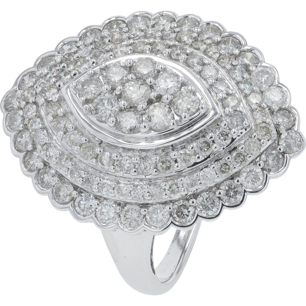 14K White Gold 2 Carat Diamond Cluster Ring - 2.00 Carat Total Diamond Weight