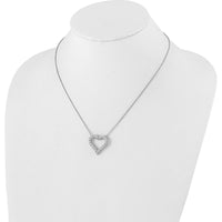 14K White Gold 2 Carat Diamond Heart Necklace - 18" with Round Diamonds and Rhodium Plating by Monteluci Fine Jewelry