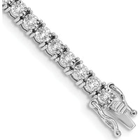 14K White Gold 2 Carat Diamond Illusion Tennis Bracelet with Round Diamonds - 7.5" Length by Monteluci Fine Jewelry