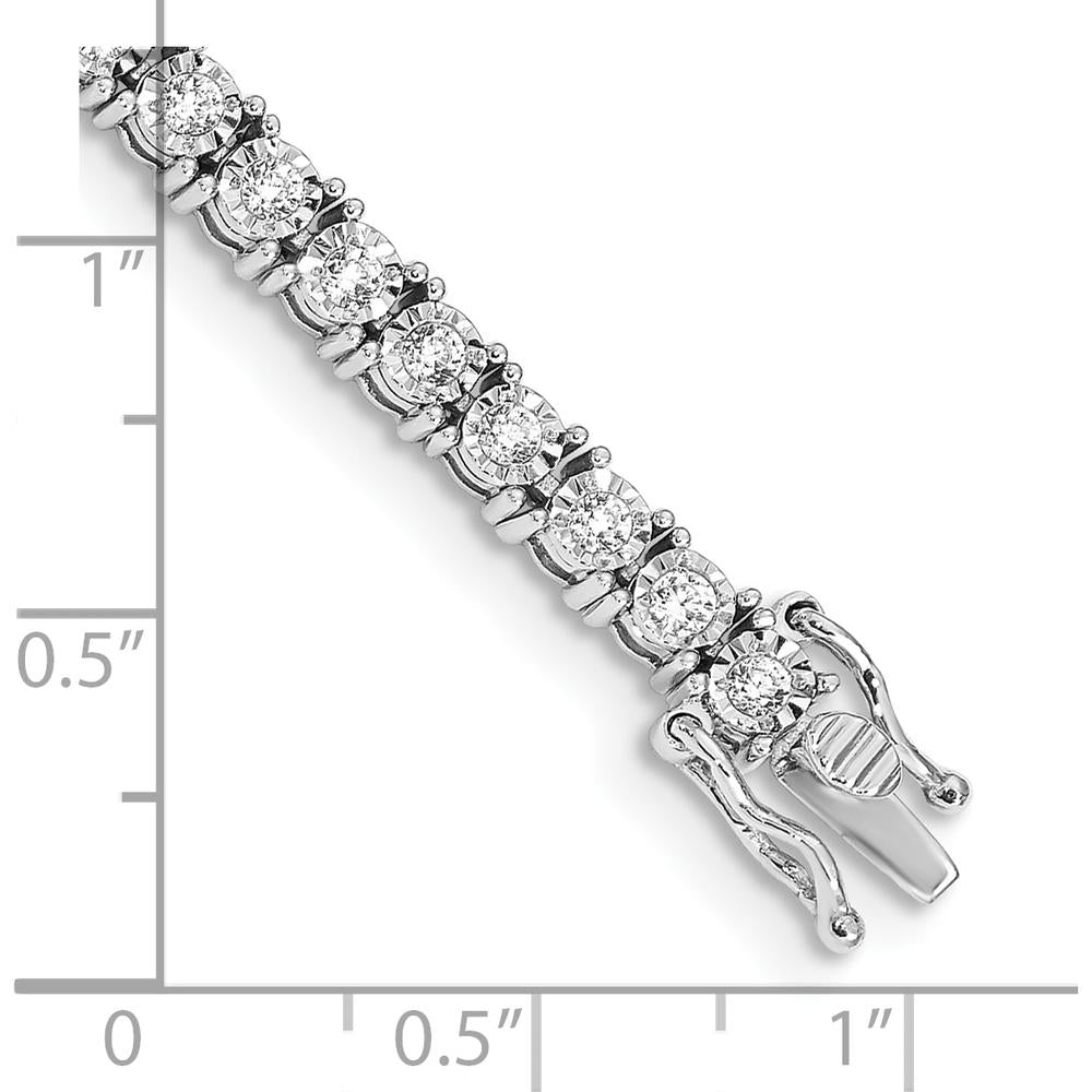 14K White Gold 2 Carat Diamond Illusion Tennis Bracelet with Round Diamonds - 7.5" Length by Monteluci Fine Jewelry