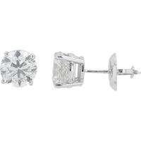 14K White Gold 2 Carat Diamond Stud Earrings with Round Brilliant Diamonds