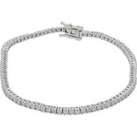 14K White Gold 2 Carat Diamond Tennis Bracelet with Prong Set Round Diamonds - 2.00 Carat Total Diamond Weight