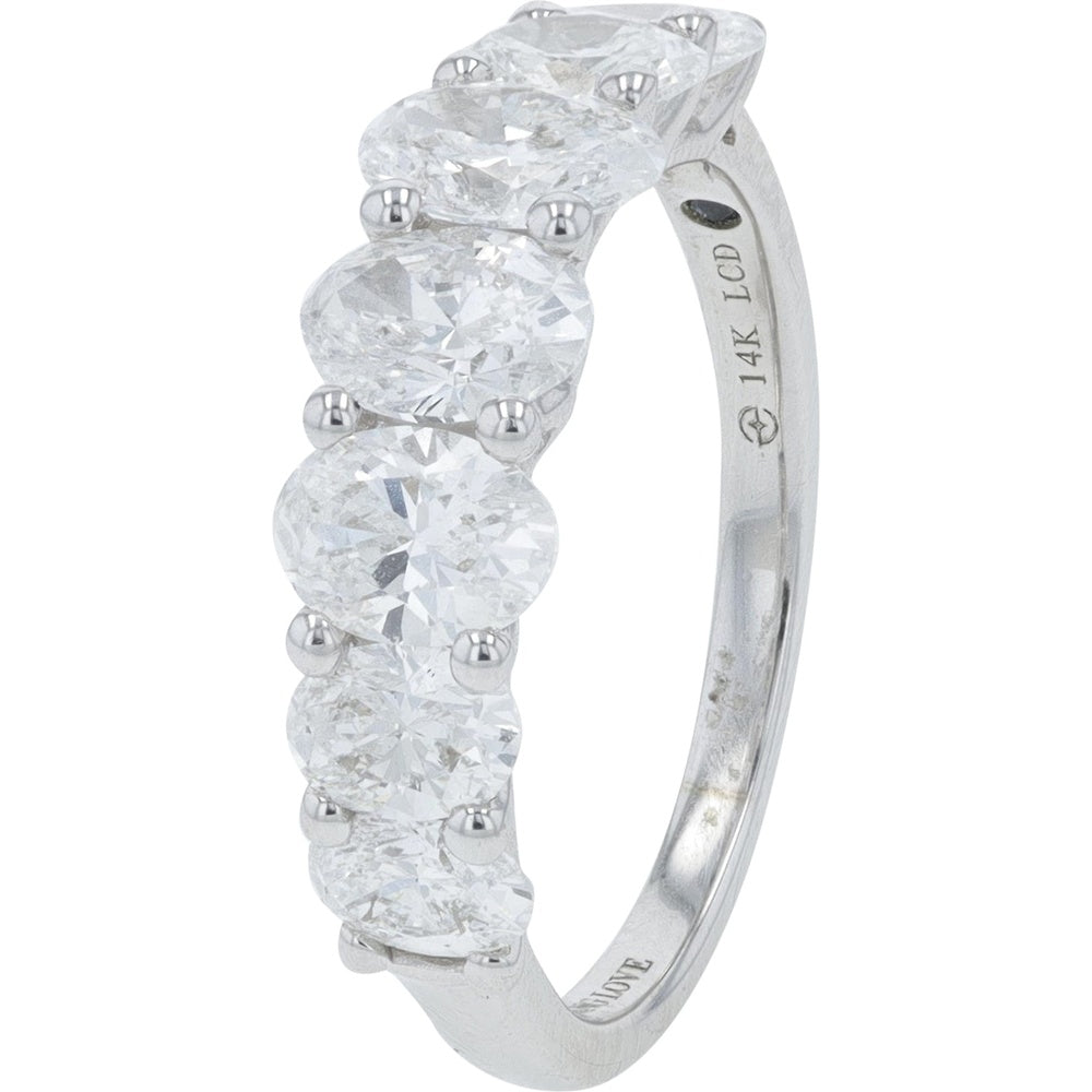 14K White Gold 2 Carat Lab-Grown Diamond Band with Shared-Prong Set Round Brilliant Diamonds
