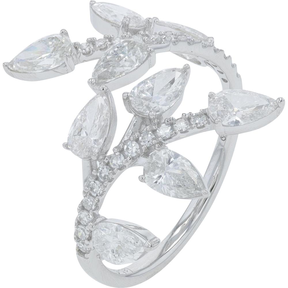 14K White Gold 2 Carat Lab Grown Diamond Bypass Ring - 2.00 Carat Total Diamond Weight