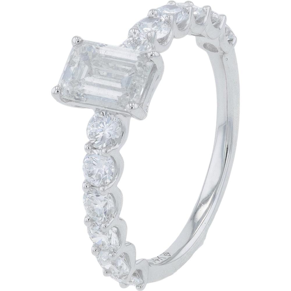 14K White Gold 2 Carat Lab Grown Diamond Engagement Ring with Milgrain Detailing