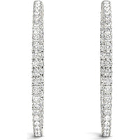 14K White Gold 2 Carat Lab-Grown Diamond Four-Prong Hoop Earrings by Robinson's Jewelers