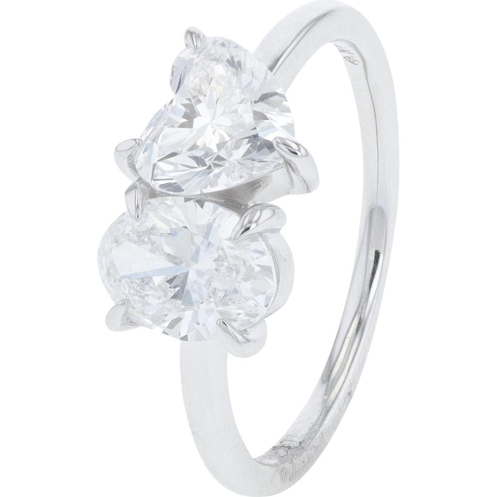 14K White Gold 2-Carat Lab Grown Diamond Oval & Heart Engagement Ring