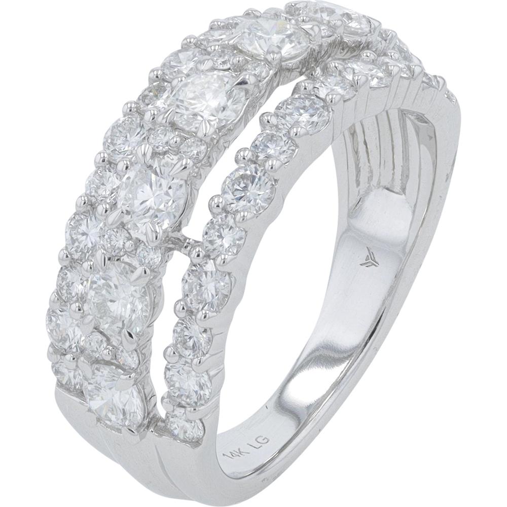 14K White Gold 2 Carat Lab Grown Double Row Prong Set Diamond Ring