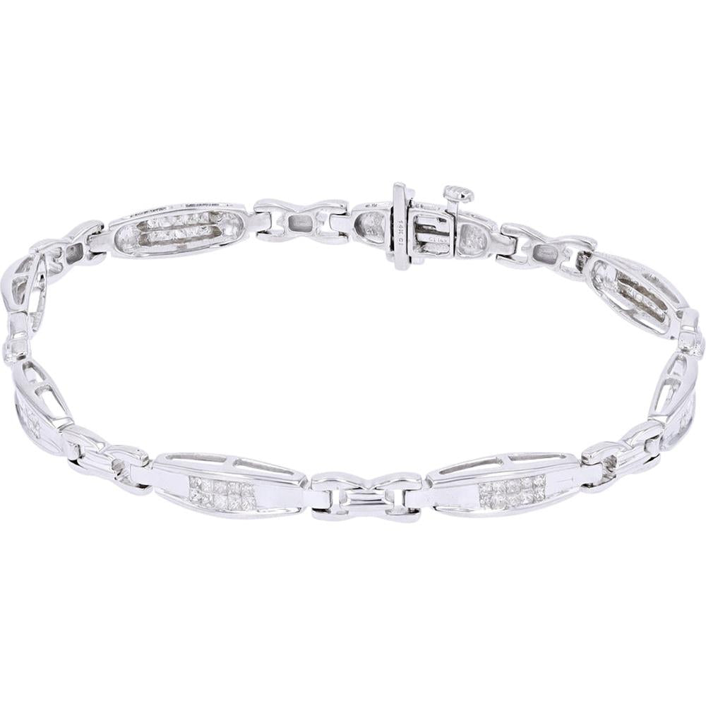 14K White Gold 2 Carat Total Diamond Weight Bracelet