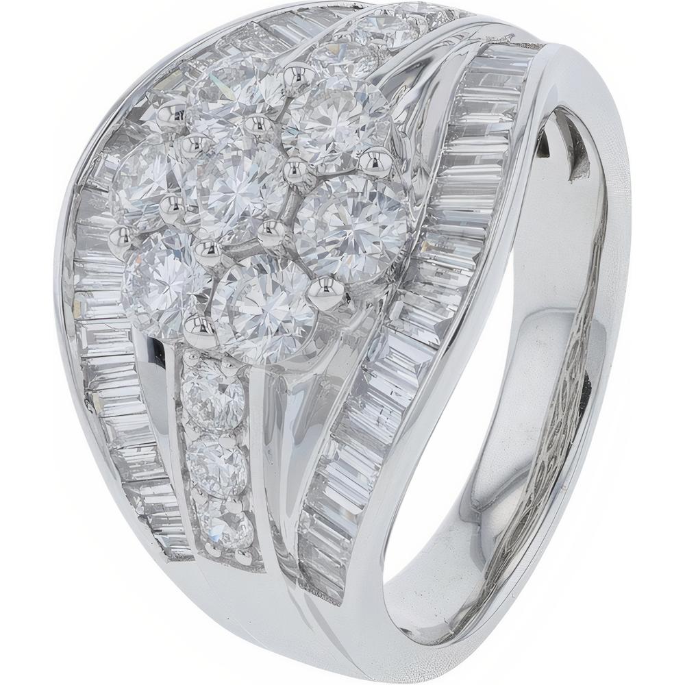 14K White Gold 2 Carat Total Lab Grown Diamond Cluster Ring - Timeless Luxury