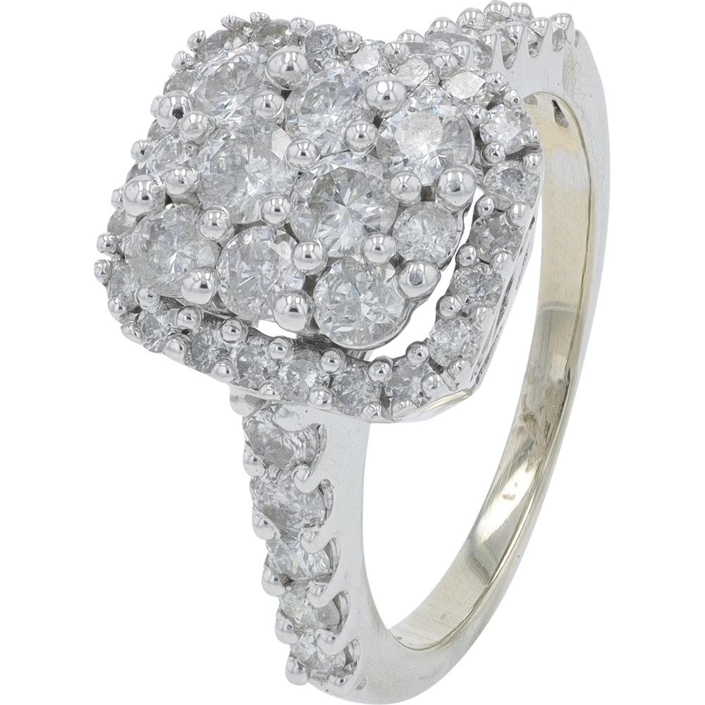 14K White Gold 2 Carat Total Weight Diamond Bridal Set with Cushion Cut Diamonds and Milgrain Detail