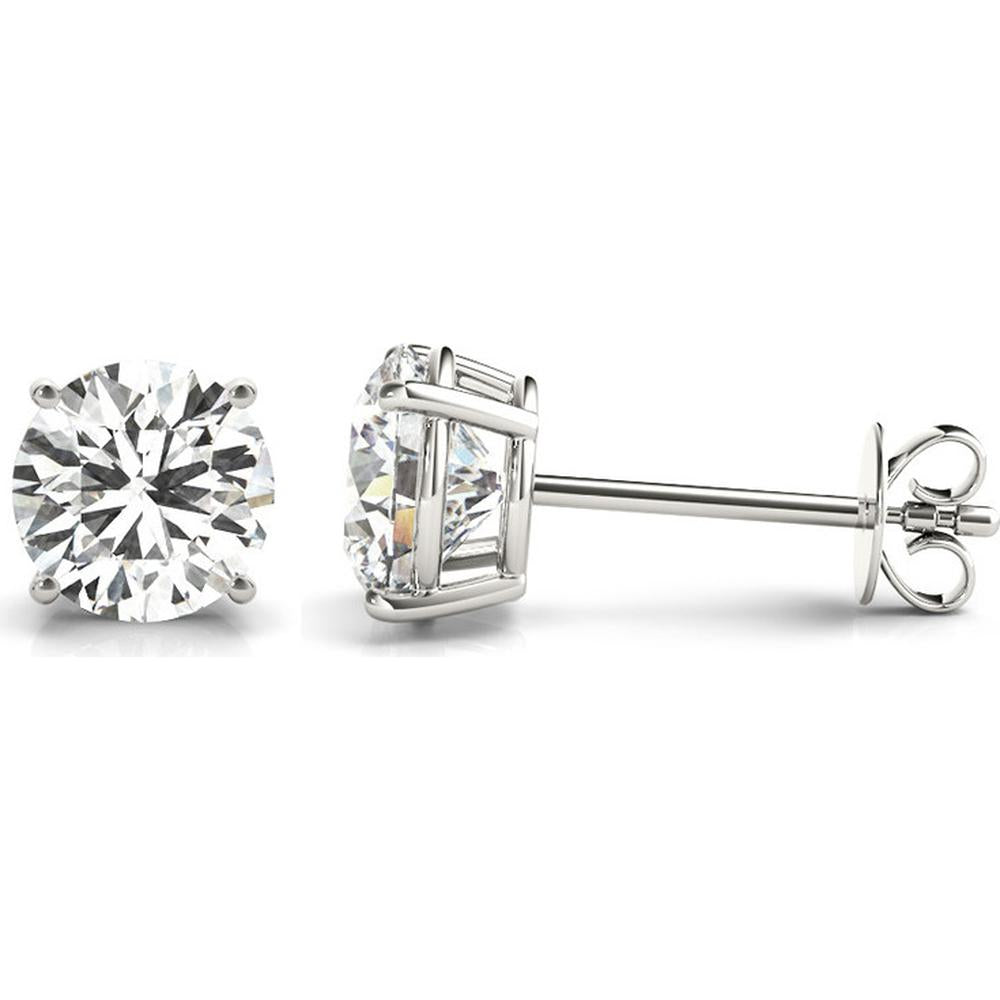 14K White Gold 2 Carat Total Weight Lab Diamond Four-Prong Wire Stud Earrings by Robinson's Jewelers