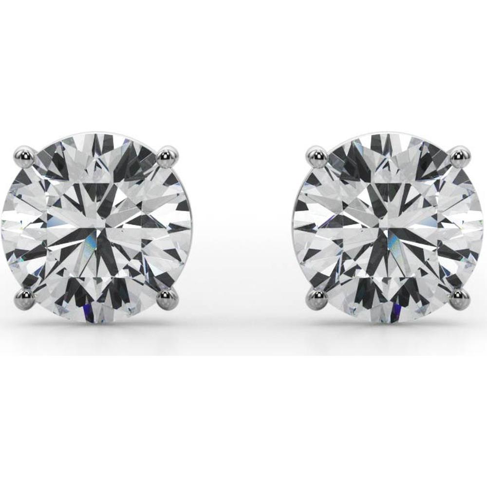 14K White Gold 2 Carat Total Weight Lab Diamond Four-Prong Wire Stud Earrings by Robinson's Jewelers
