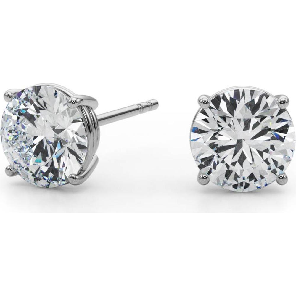 14K White Gold 2 Carat Total Weight Lab Diamond Four-Prong Wire Stud Earrings by Robinson's Jewelers